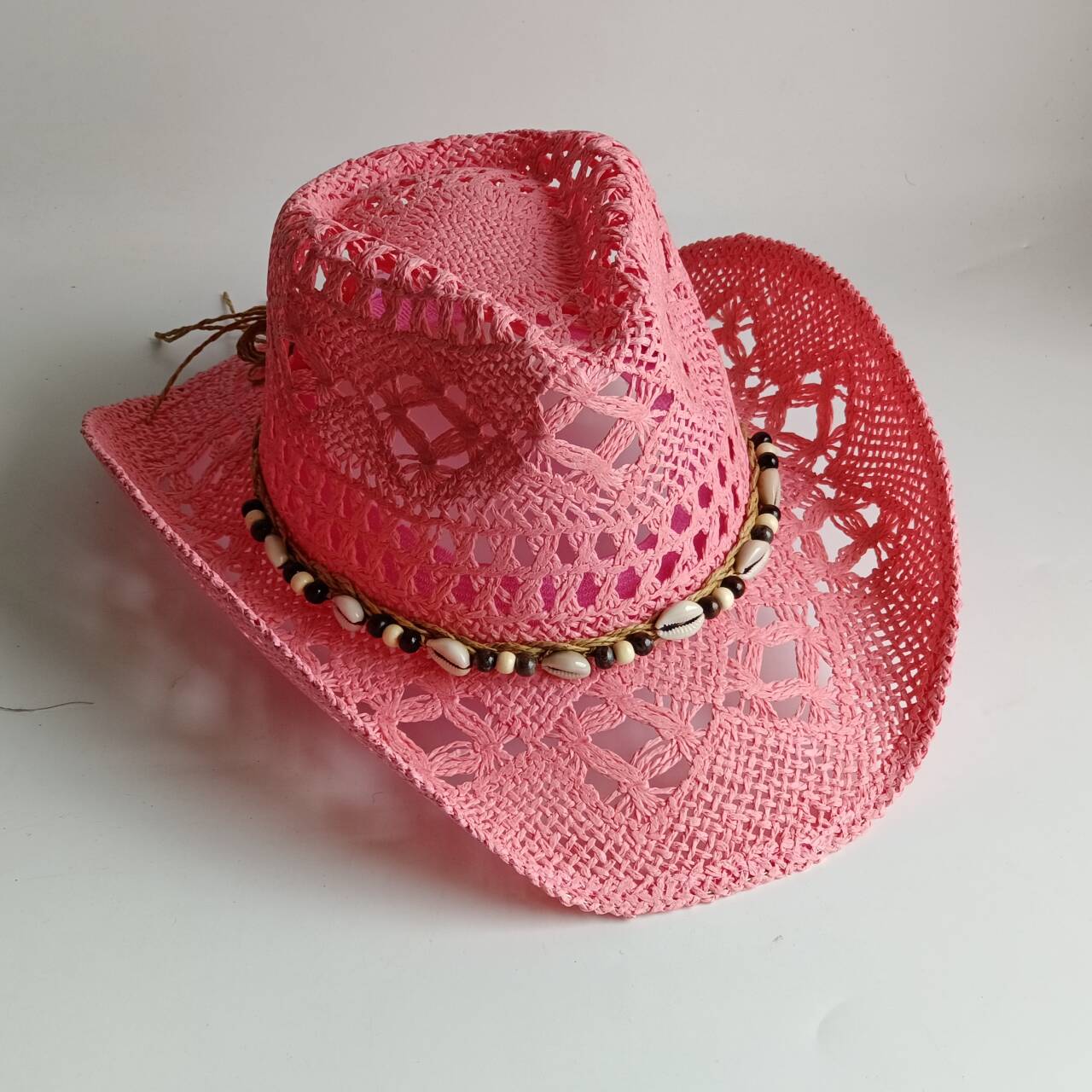 Cowboy Hat Straw - Cappello da cowboy rosa in paglia,